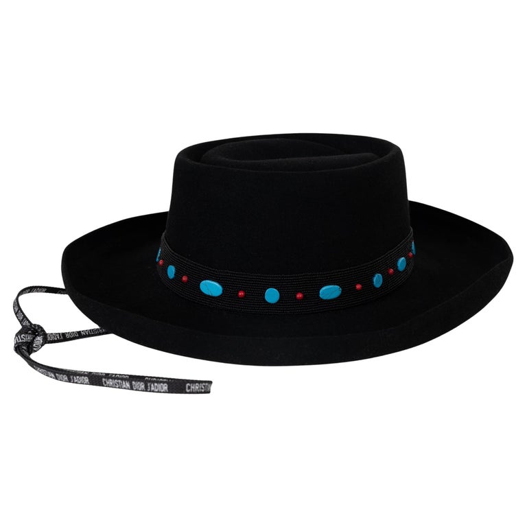 Dior Black Embellished Hat Christian Dior Lace Embellished Bucket Hat - Black Hats  main image 2