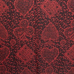 CHRISTIAN DIOR black & red cashmere & silk PLAYING CARD SYMBOLS Shawl Scarf
