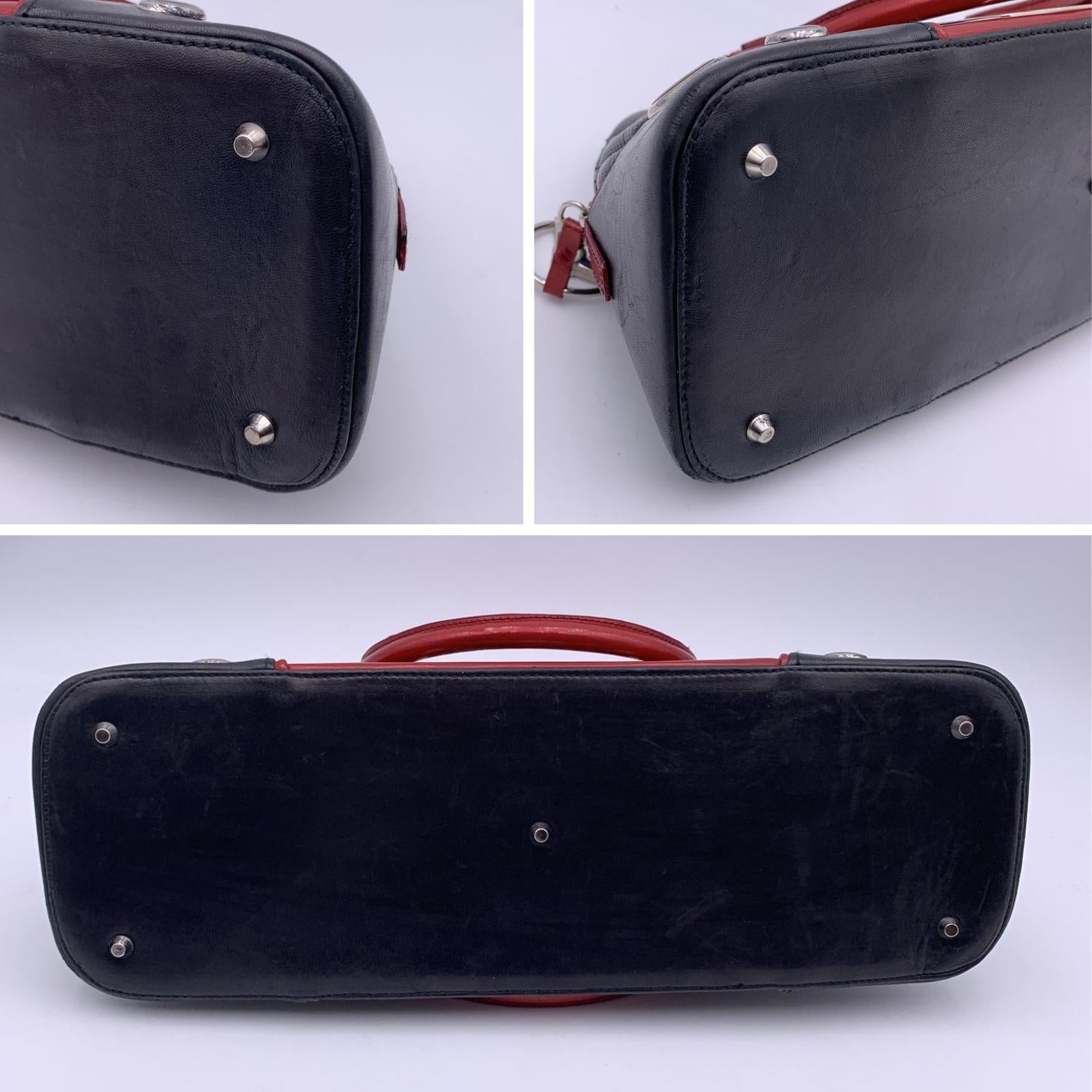 Women's Christian Dior Black Red Leather Cadillac 1947 Montaigne Handbag