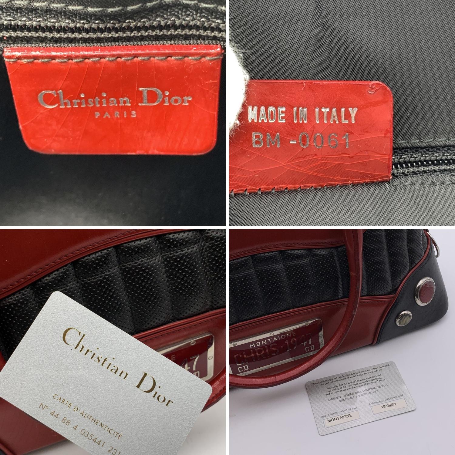 Christian Dior Black Red Leather Cadillac 1947 Montaigne Handbag 1