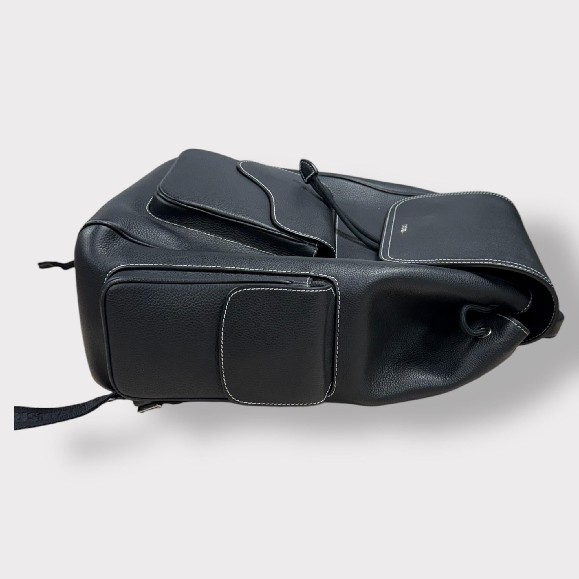 CHRISTIAN DIOR BLACK SADDLE BACKPACK MEN PRE OWNED KIM JONES COLLECTION 2022 vau For Sale 1
