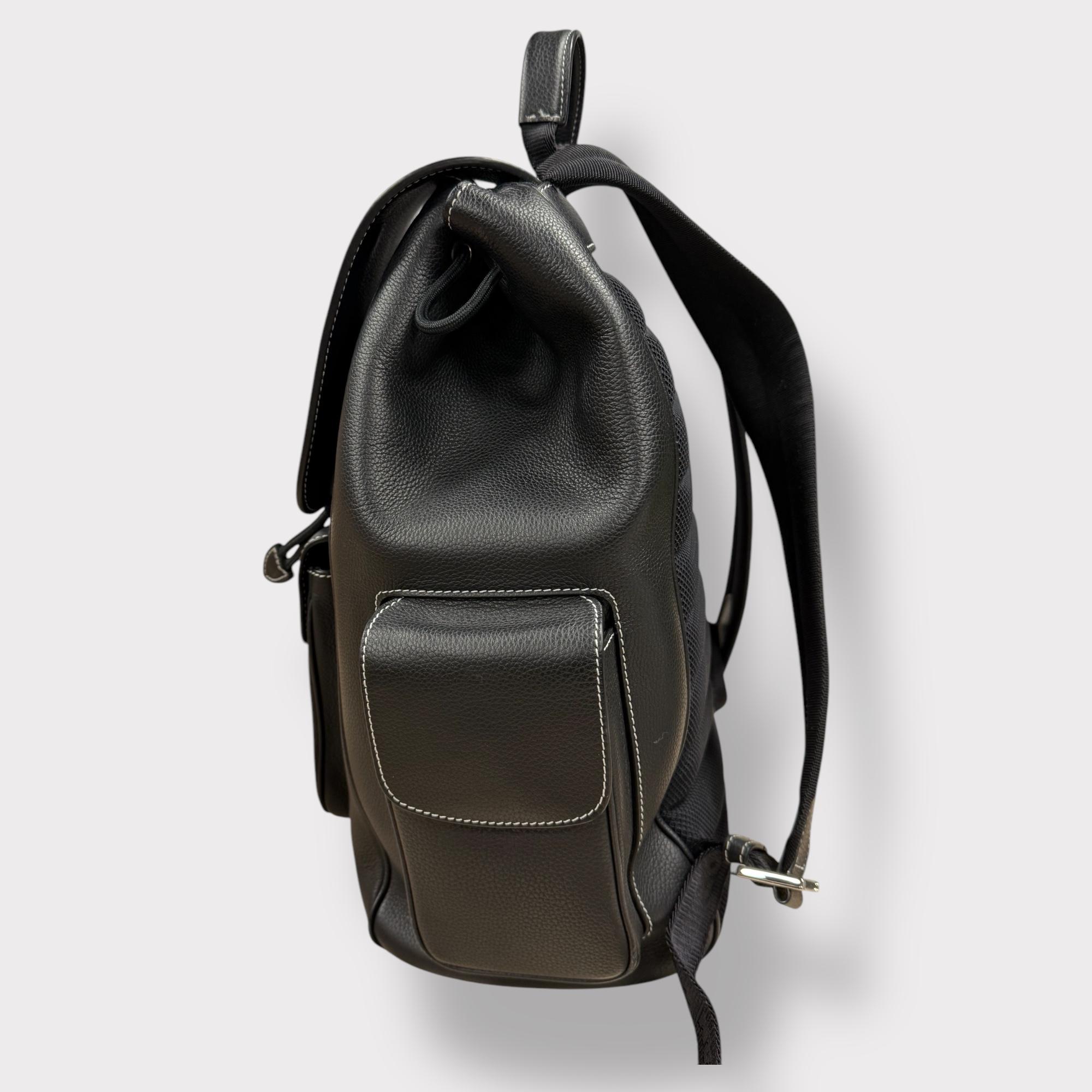 CHRISTIAN DIOR BLACK SADDLE BACKPACK MEN PRE OWNED KIM JONES COLLECTION 2022 vau For Sale 3