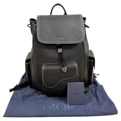 CHRISTIAN DIOR BLACK SADDLE BACKPACK MEN PRE OWNED KIM JONES COLLECTION 2022 vau