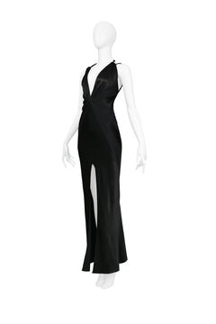 CHRISTIAN DIOR  Black Satin Jean Harlow Gown