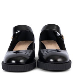 CHRISTIAN DIOR black shiny leather D-DOLL MARY JANE Sandals Shoes 39