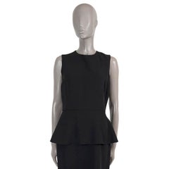 CHRISTIAN DIOR black silk 2014 PEPLUM Dress 40 M