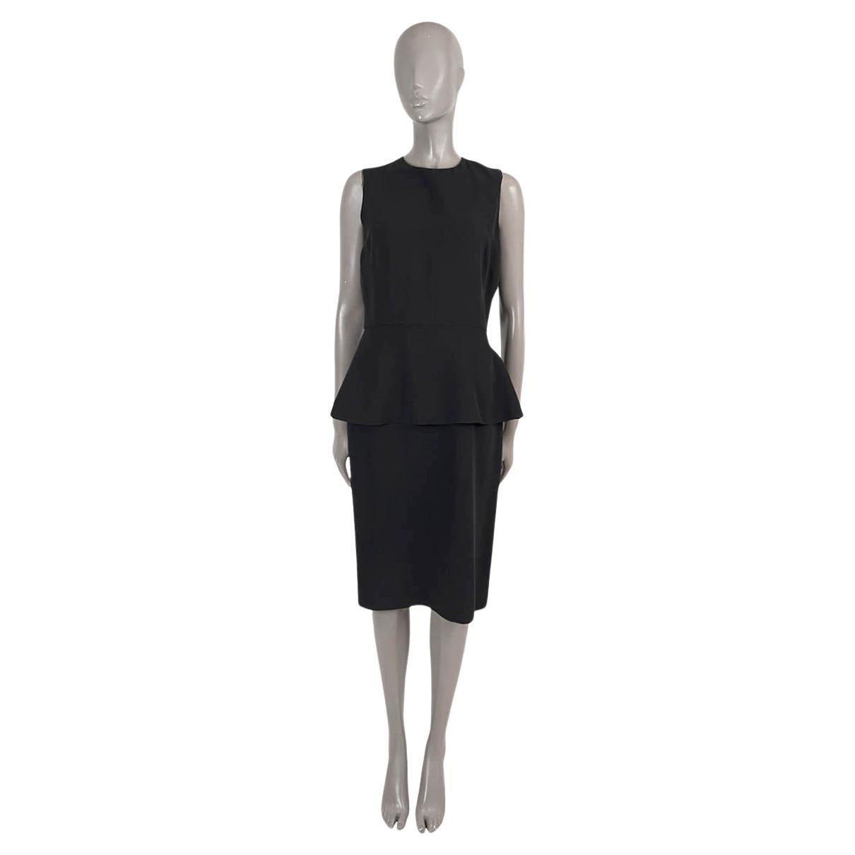 CHRISTIAN DIOR black silk 2014 PEPLUM Dress 40 M For Sale