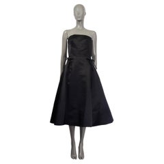 CHRISTIAN DIOR black silk 2016 BOW STRAPLESS EVENING Dress 38 S