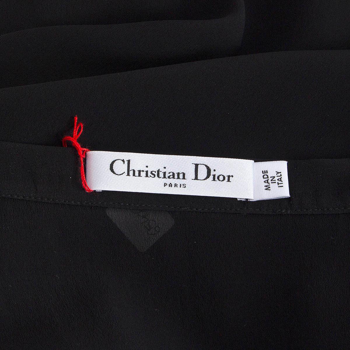 Women's CHRISTIAN DIOR black silk 2018 DRAGON EMBROIDERED MIDI Skirt 36 XS