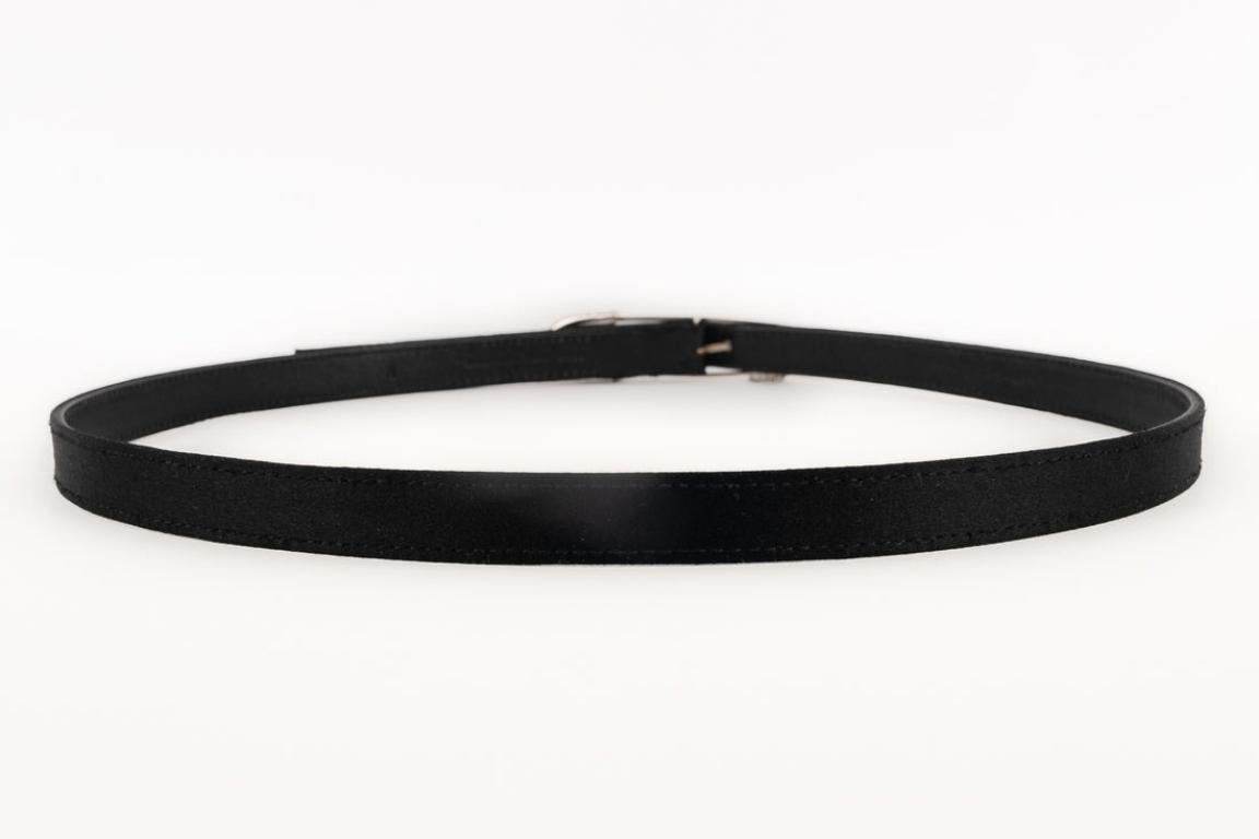 Women's Christian Dior Black Silk and Leather Belt For Sale