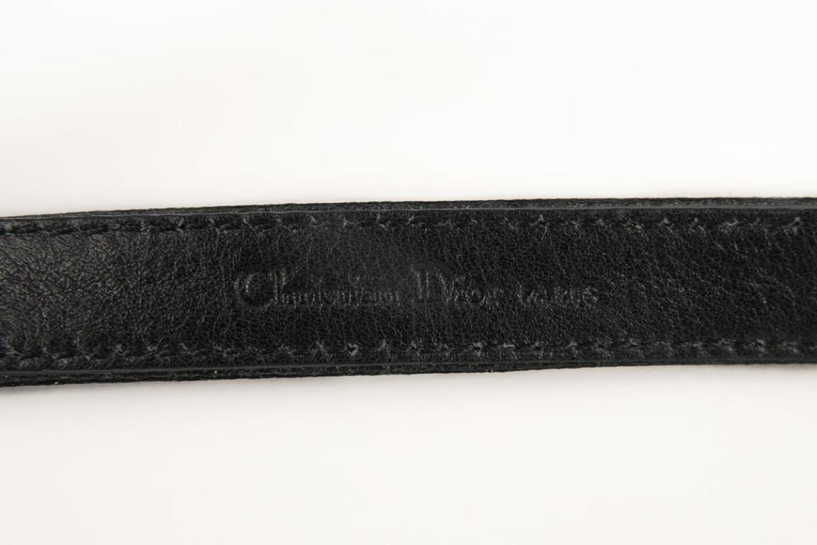 Christian Dior Black Silk and Leather Belt For Sale 3