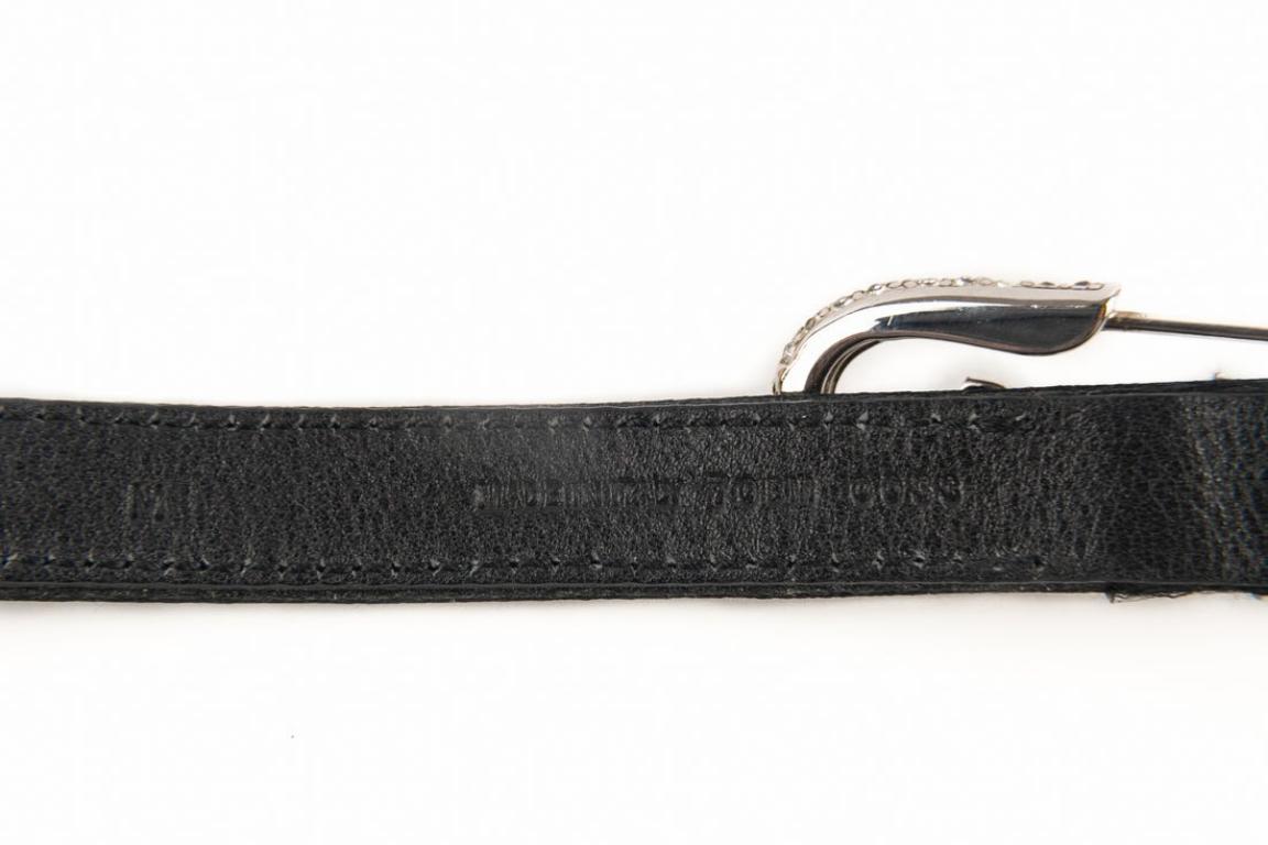 Christian Dior Black Silk and Leather Belt For Sale 4