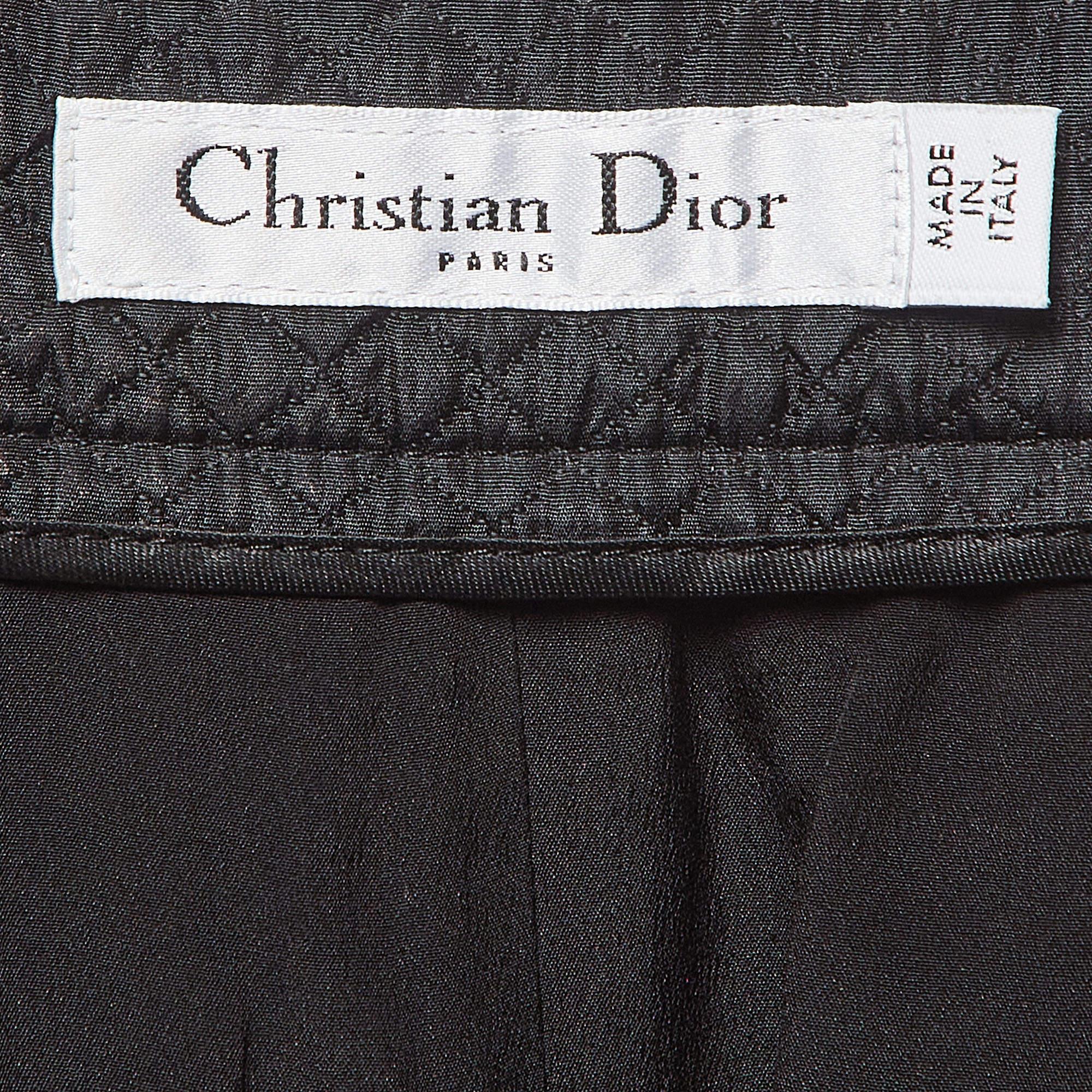 Women's Christian Dior Black Silk Blend Diamond Quilted Bermuda Shorts M