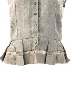 Christian Dior Black Silk Floral and Ruffle Button-Down Shirt Blouse Size 38