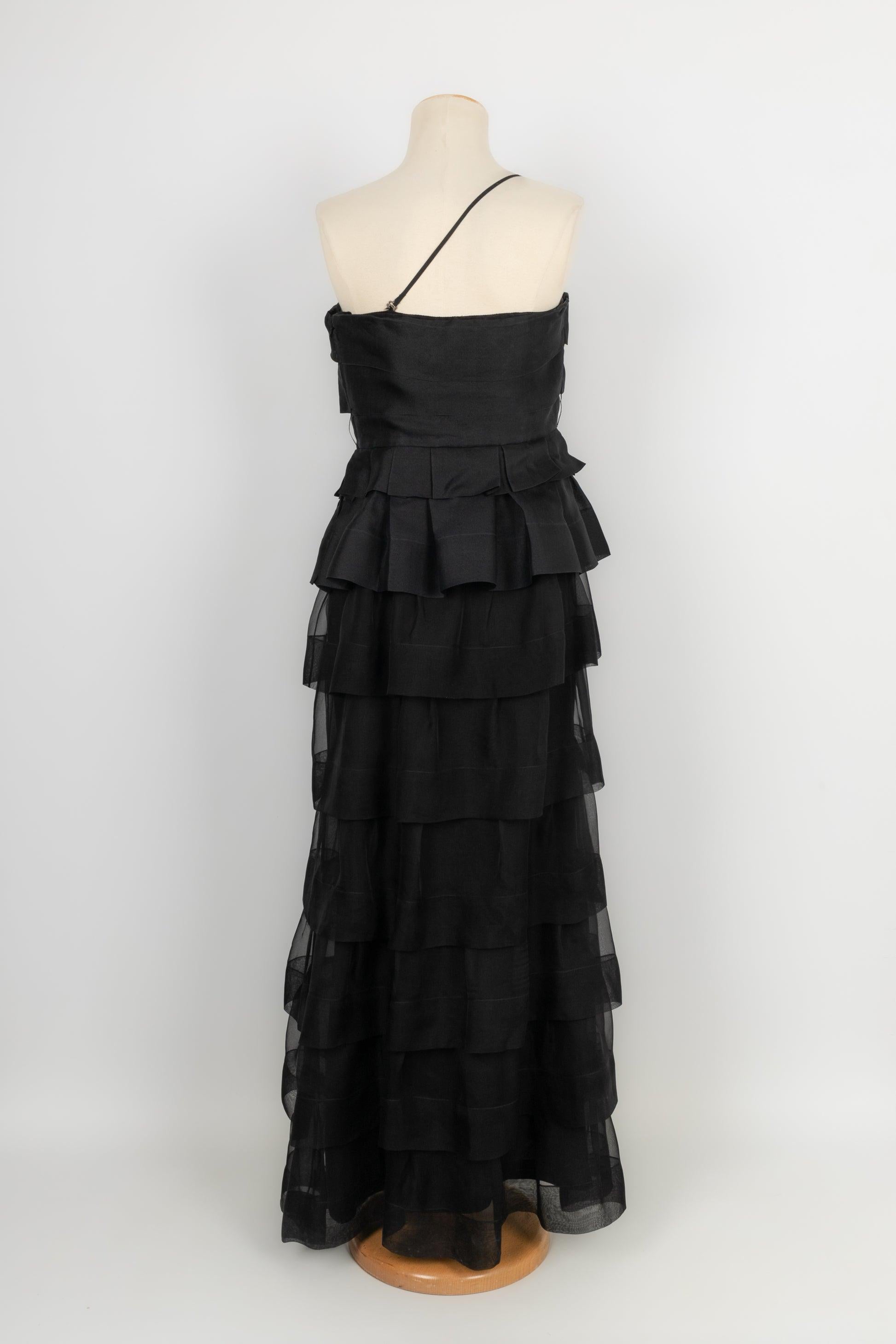 Christian Dior Black Silk Flounced Bustier Dress 42FR, 2009 1
