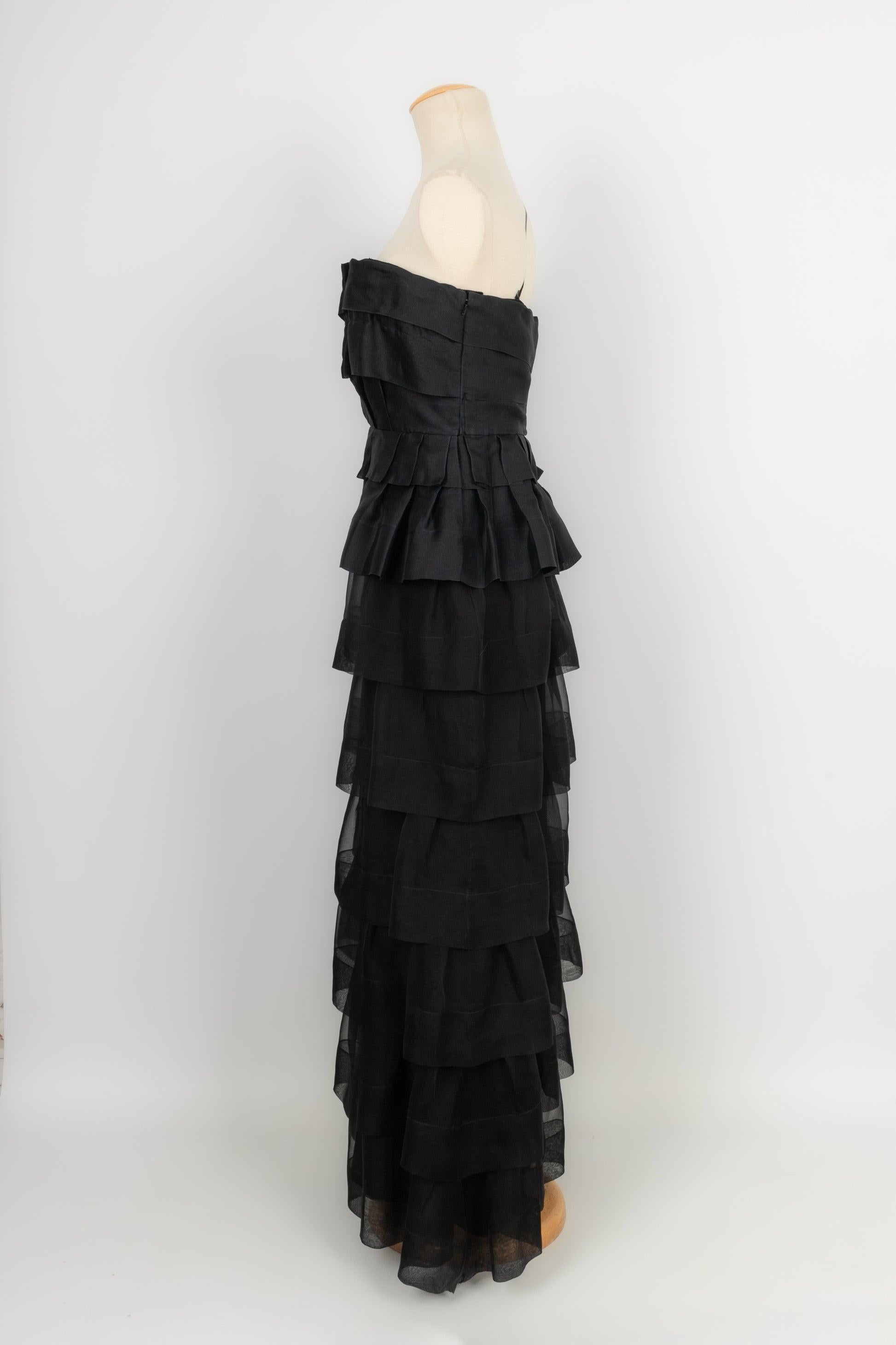 Christian Dior Black Silk Flounced Bustier Dress 42FR, 2009 2