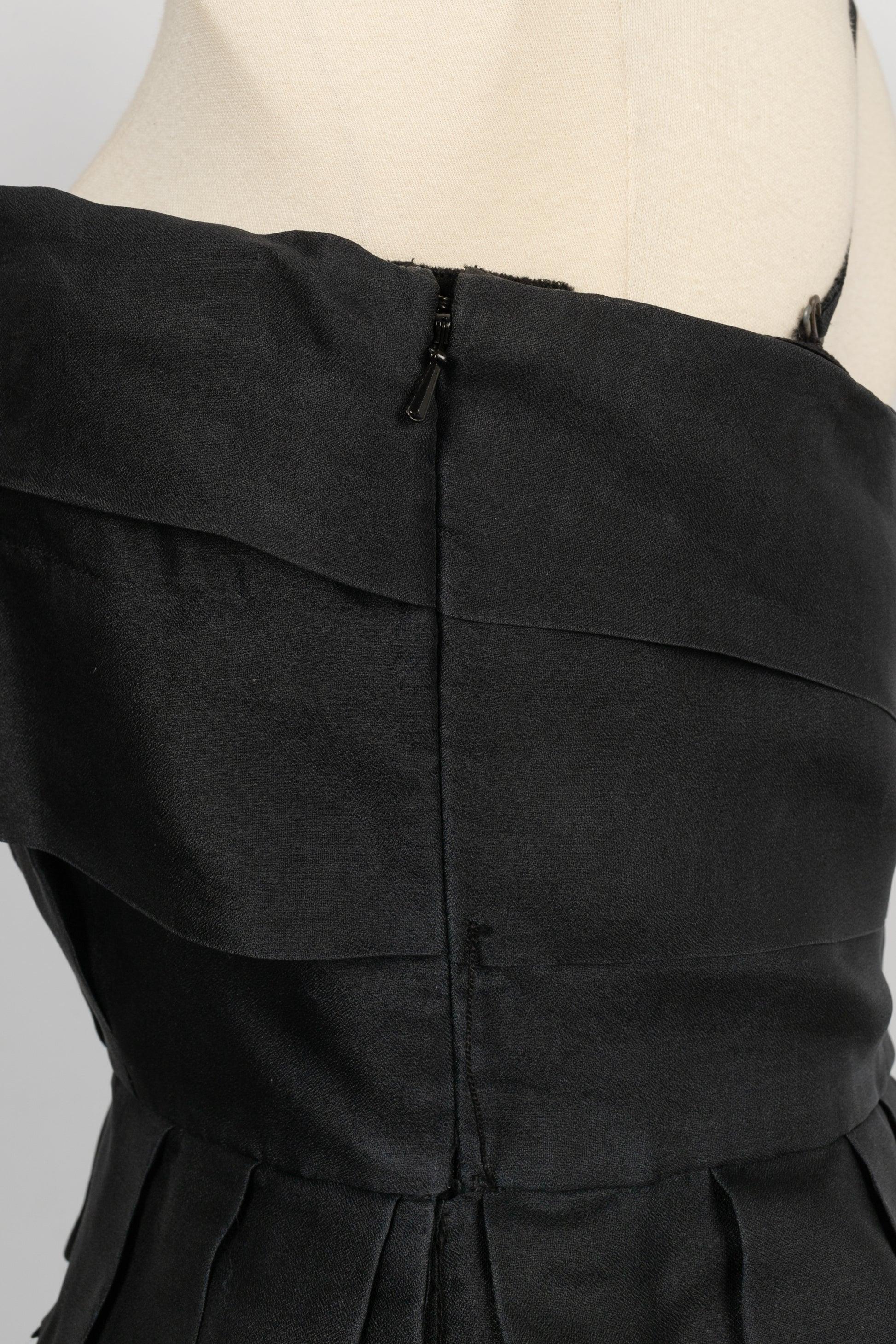 Christian Dior Black Silk Flounced Bustier Dress 42FR, 2009 3