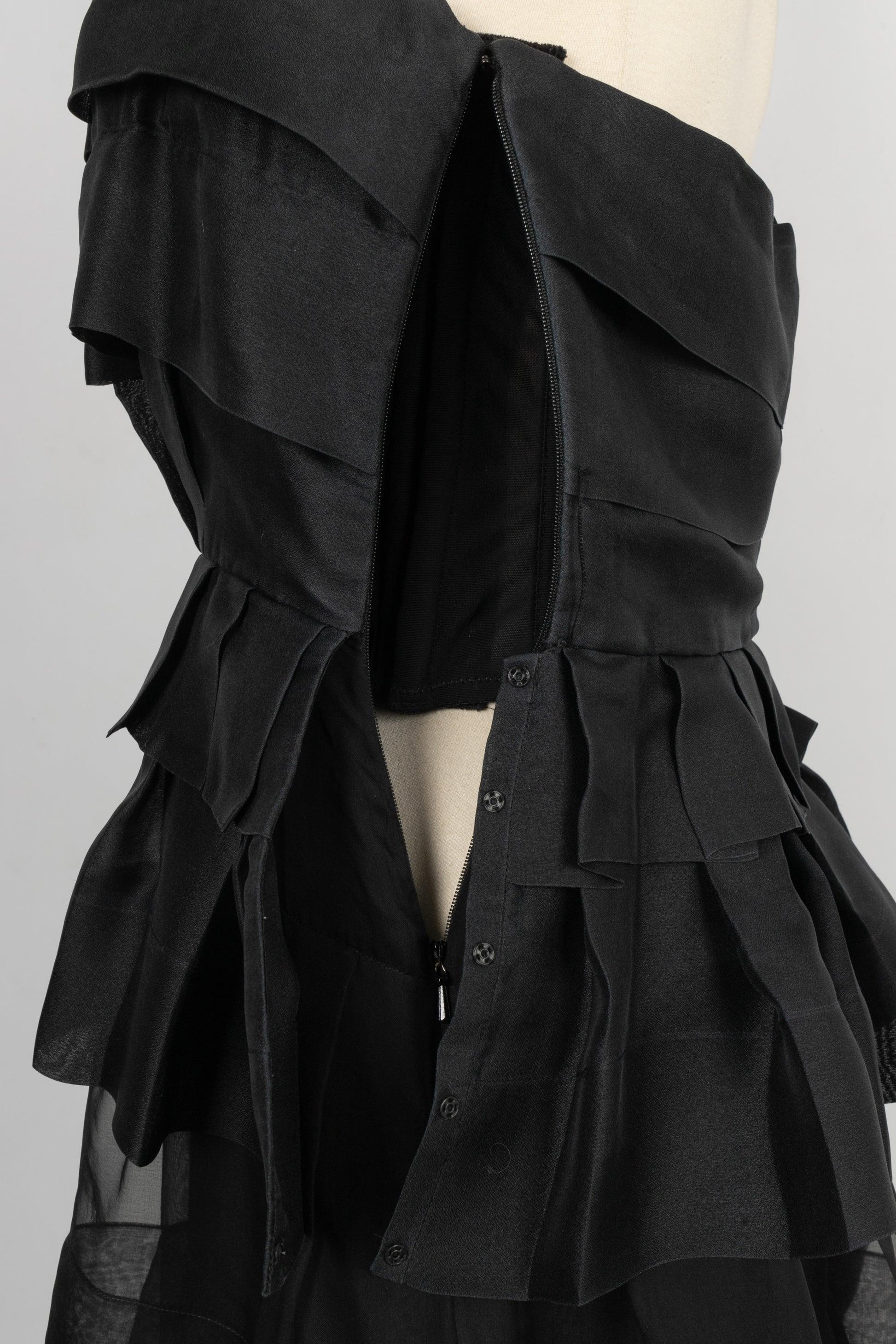 Christian Dior Black Silk Flounced Bustier Dress 42FR, 2009 4