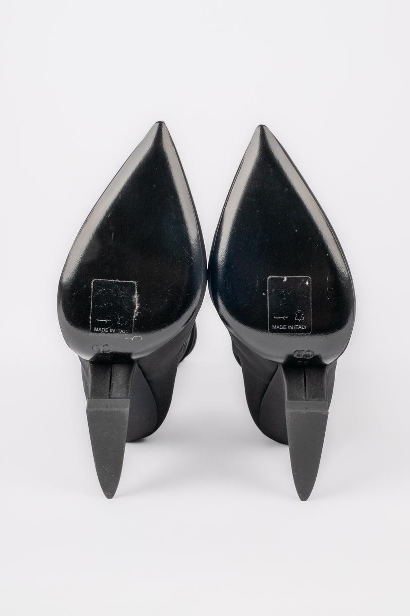 Christian Dior Black Silk Satin Boots, 2013 For Sale 4