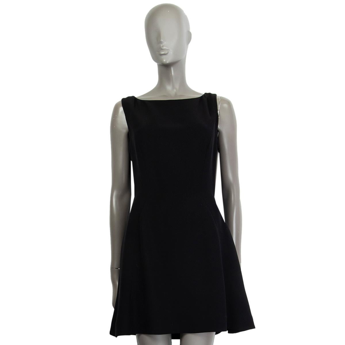 Black CHRISTIAN DIOR black silk Sleeveless MINI Cocktail Dress 38 S