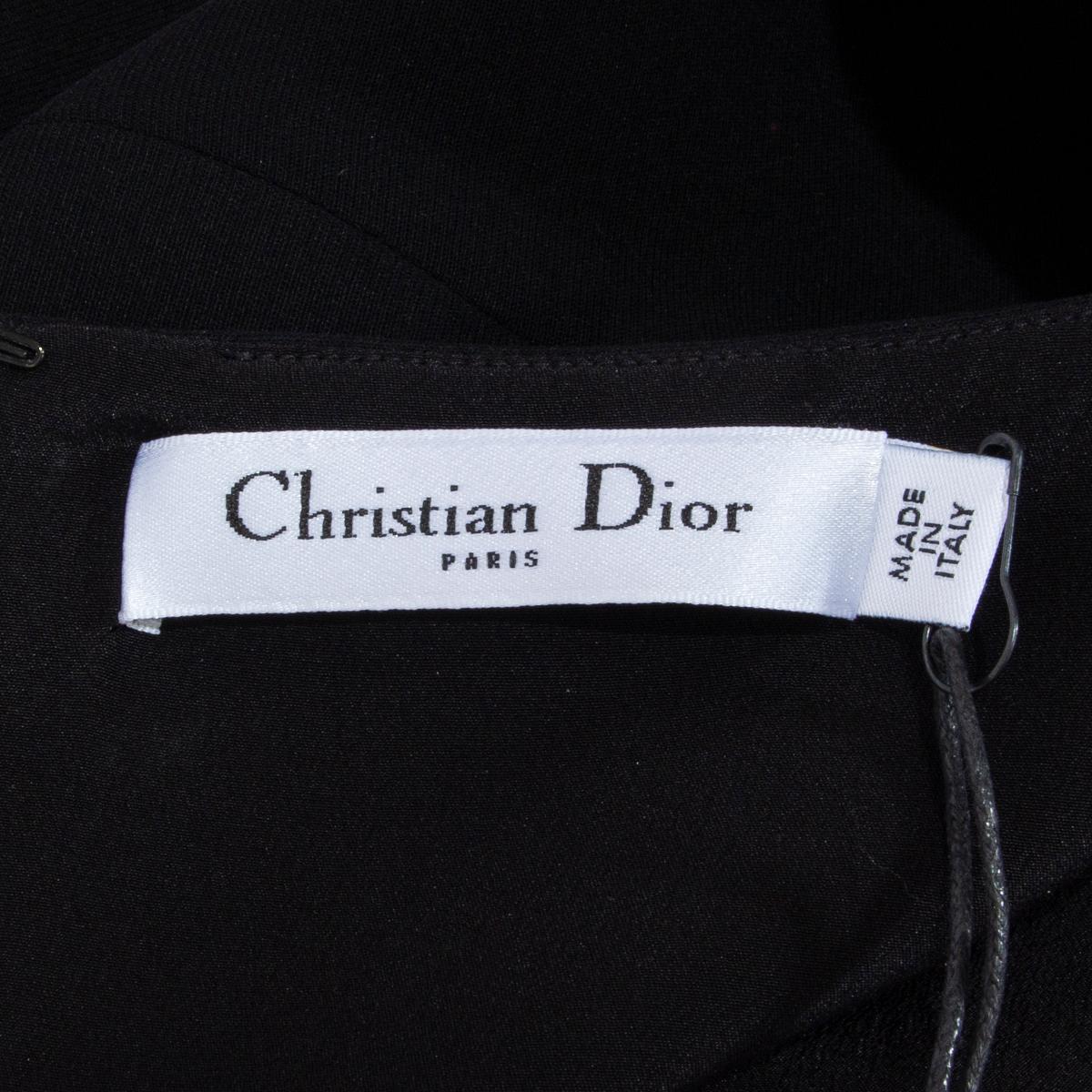 Women's CHRISTIAN DIOR black silk Sleeveless MINI Cocktail Dress 38 S