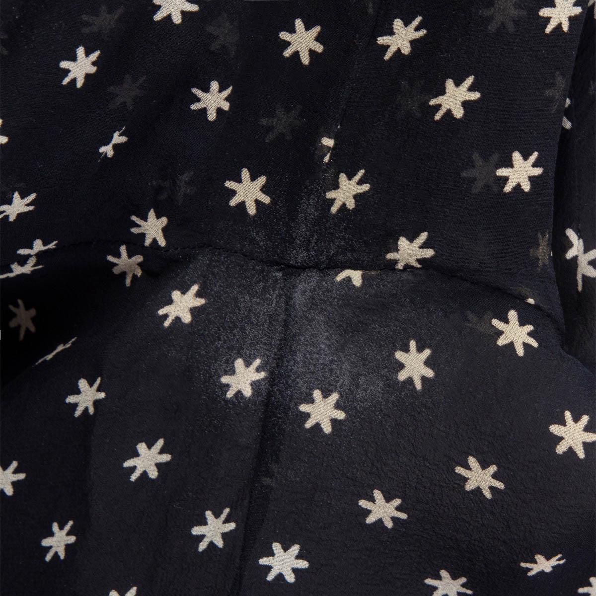 CHRISTIAN DIOR black silk STAR PRINT TIE NECK Blouse Shirt 36 XS 1