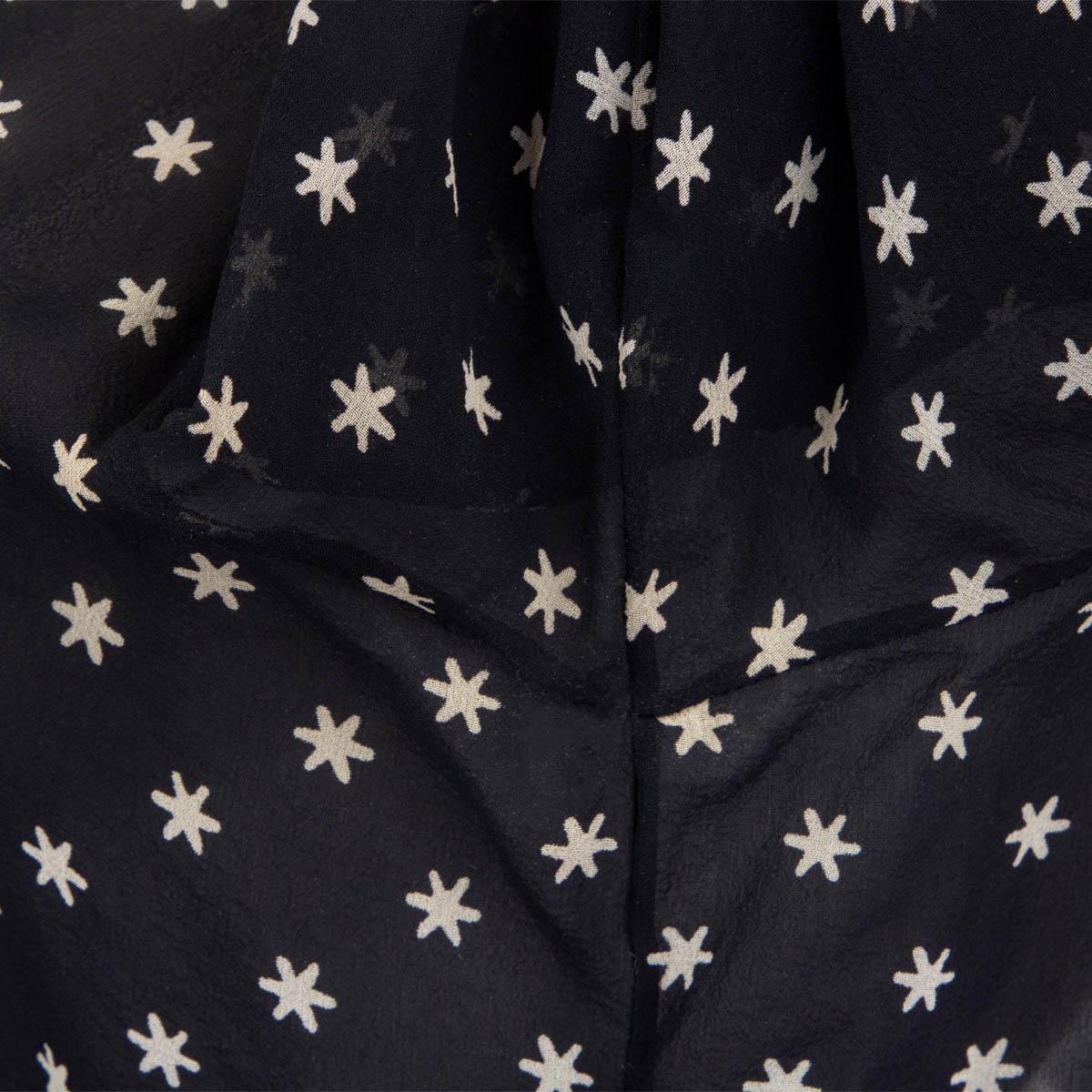 CHRISTIAN DIOR black silk STAR PRINT TIE NECK Blouse Shirt 36 XS 2