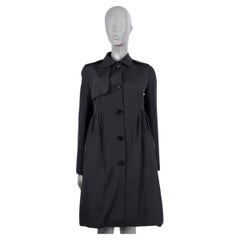 CHRISTIAN DIOR black silk TRENCH Coat Jacket 38 S