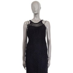 CHRISTIAN DIOR black silk & tulle NET Layered Midi Dress XS