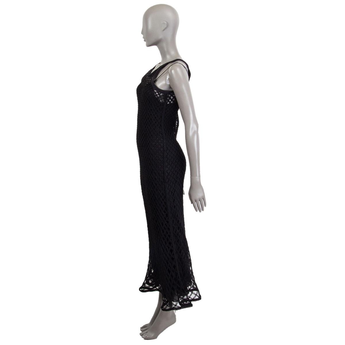 Black CHRISTIAN DIOR black silk & tulle NET Layered Midi Dress XS