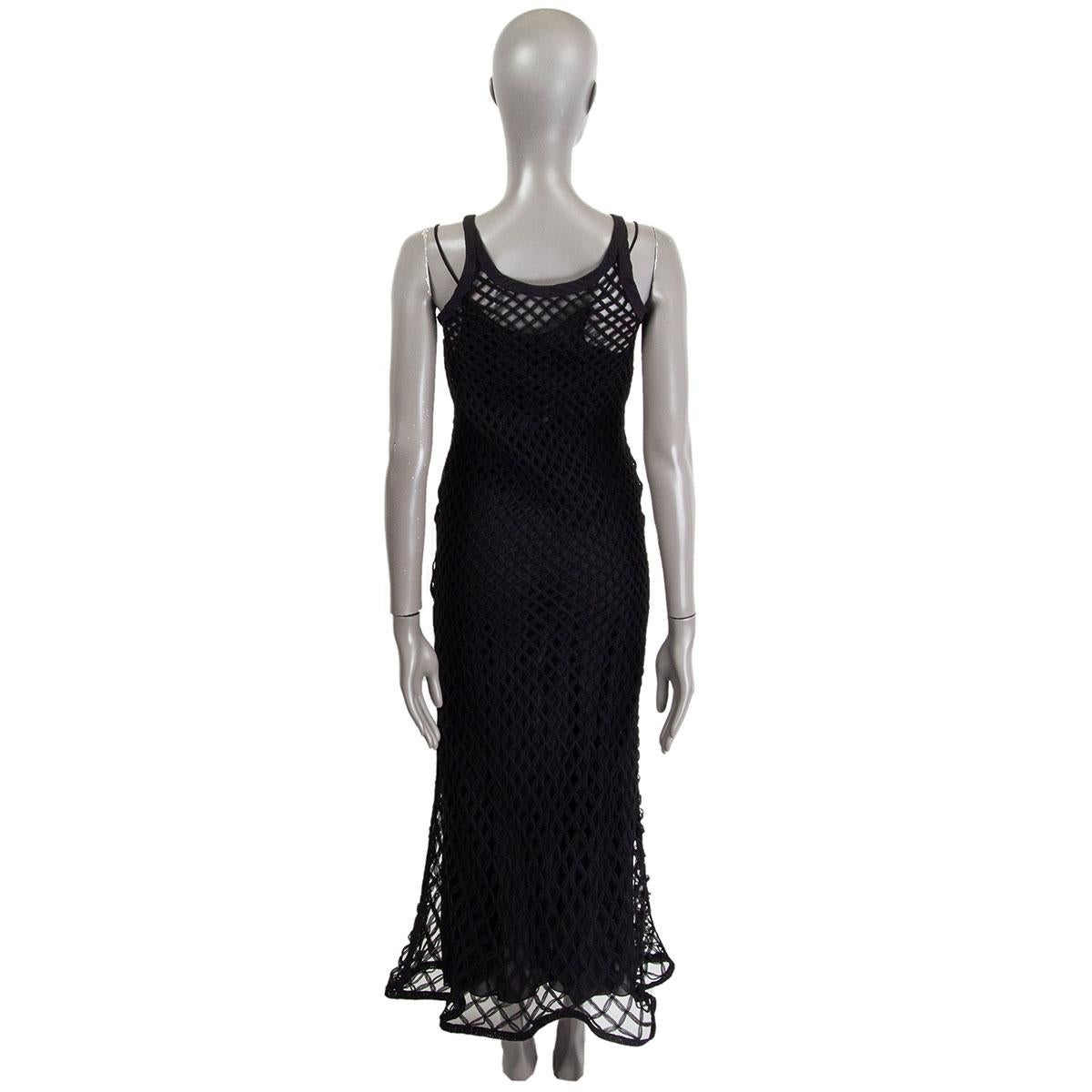 Women's CHRISTIAN DIOR black silk & tulle NET Layered Midi Dress XS