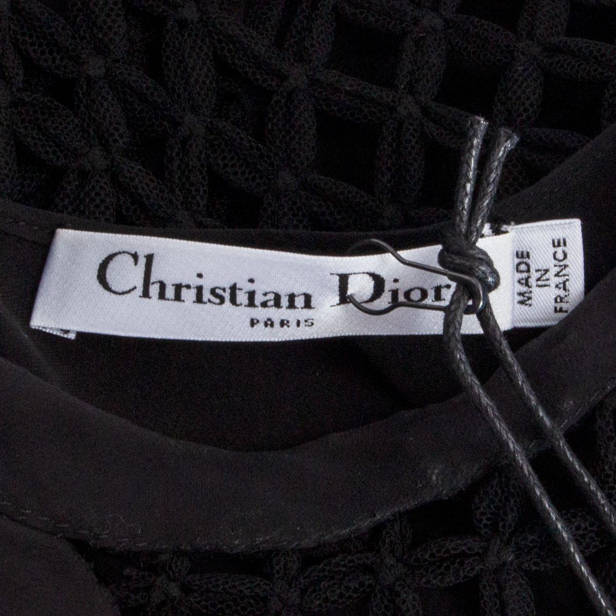 CHRISTIAN DIOR black silk & tulle NET Layered Midi Dress XS 1