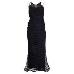 CHRISTIAN DIOR black silk & tulle NET Layered Midi Dress XS