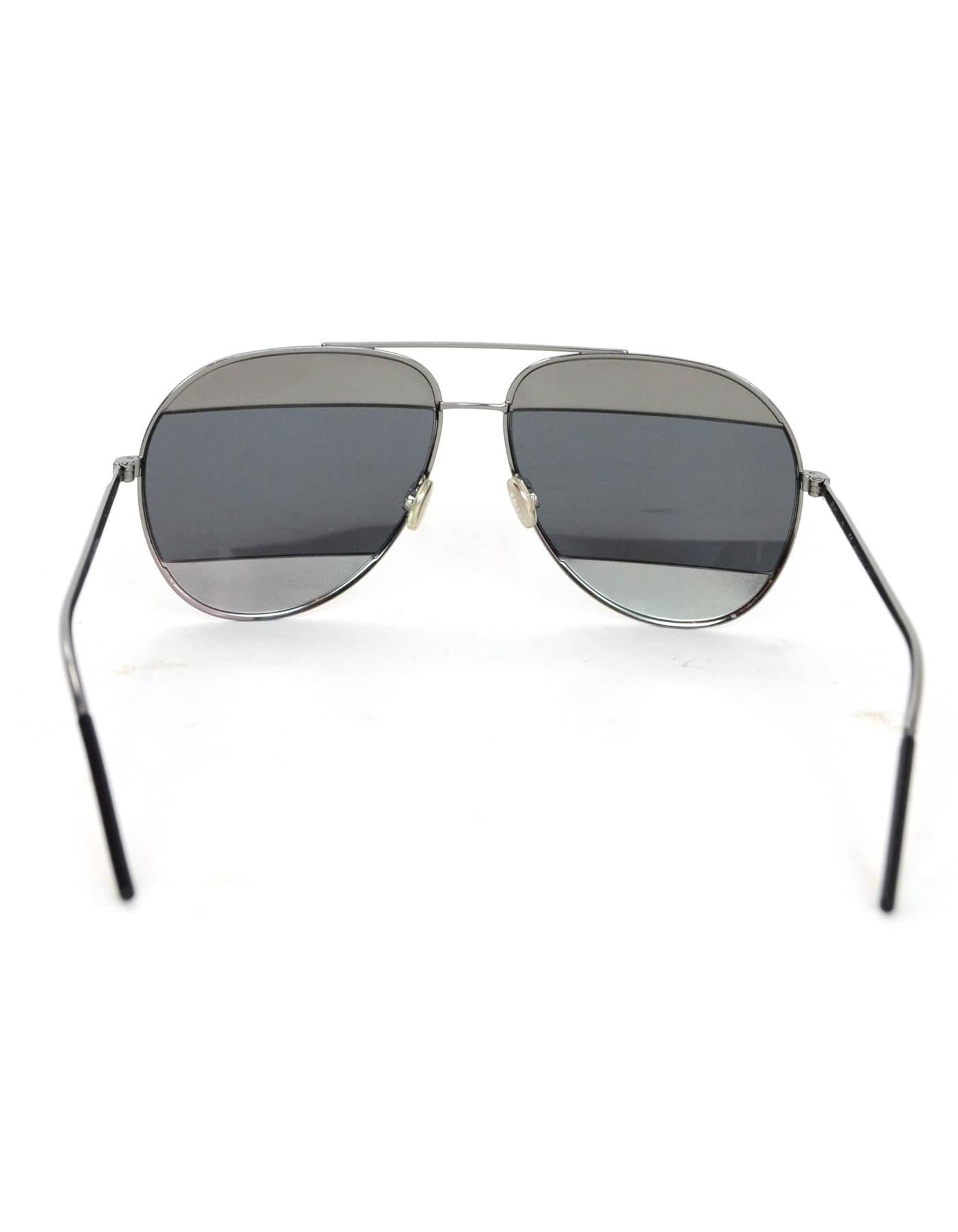 Christian Dior Black/Silver Mirror Split 1 Aviator Metal Unisex Sunglasses In Good Condition In New York, NY