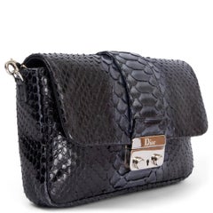CHRISTIAN DIOR black & silver PYTHON MISS DIOR Shoulder Bag