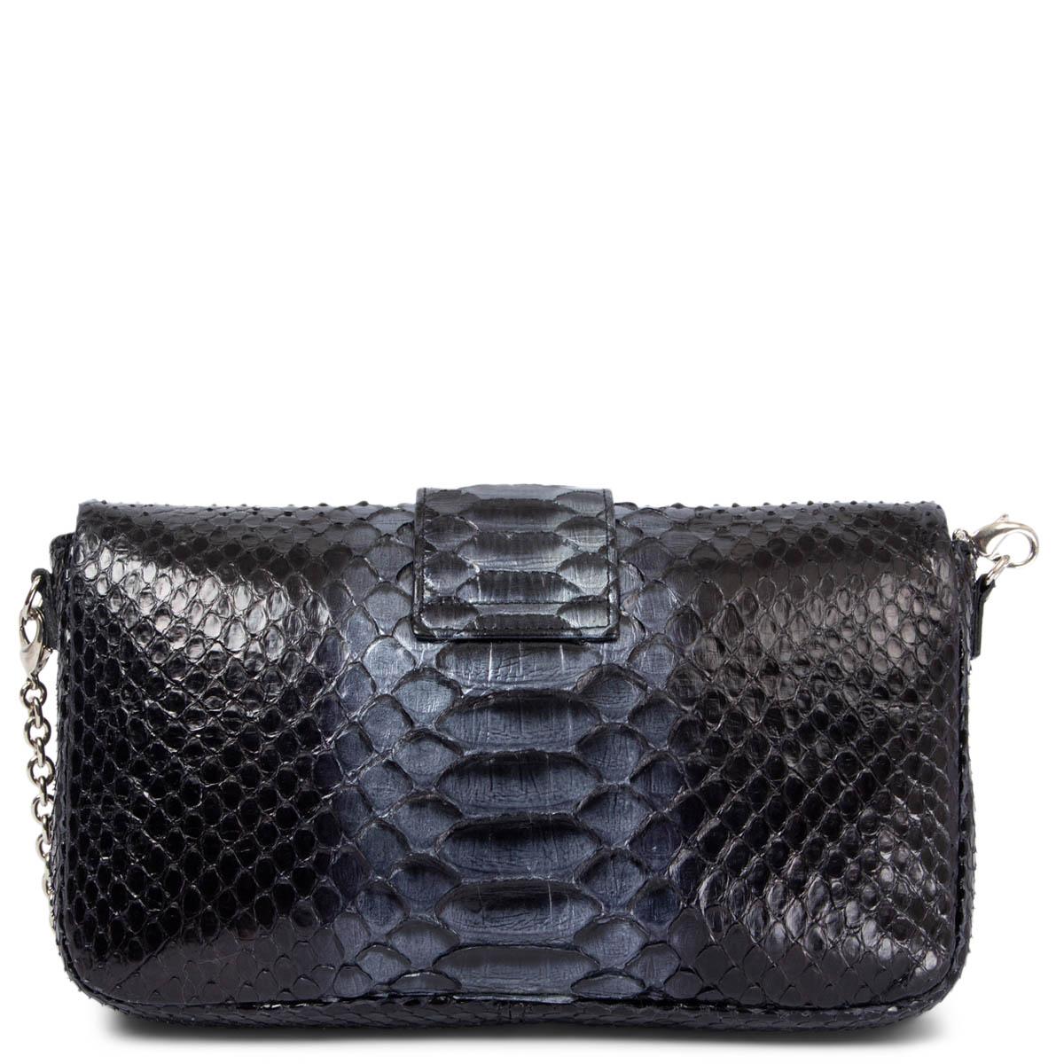 Women's CHRISTIAN DIOR black & silver PYTHON MISS DIOR Shoulder Bag