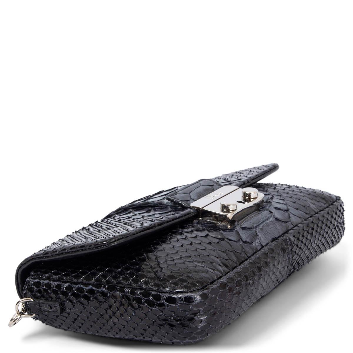 CHRISTIAN DIOR black & silver PYTHON MISS DIOR Shoulder Bag 1
