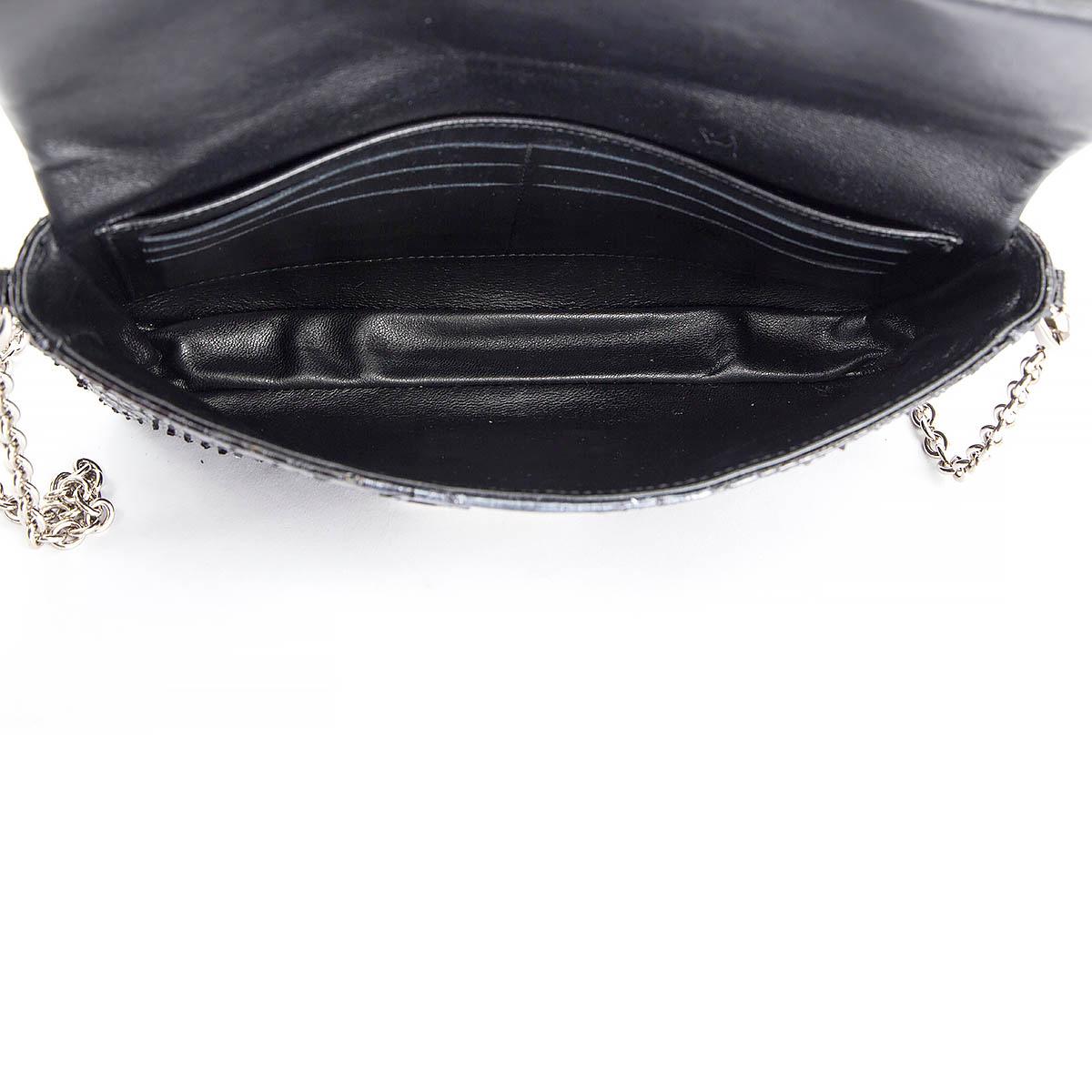 CHRISTIAN DIOR black & silver PYTHON MISS DIOR Shoulder Bag 2