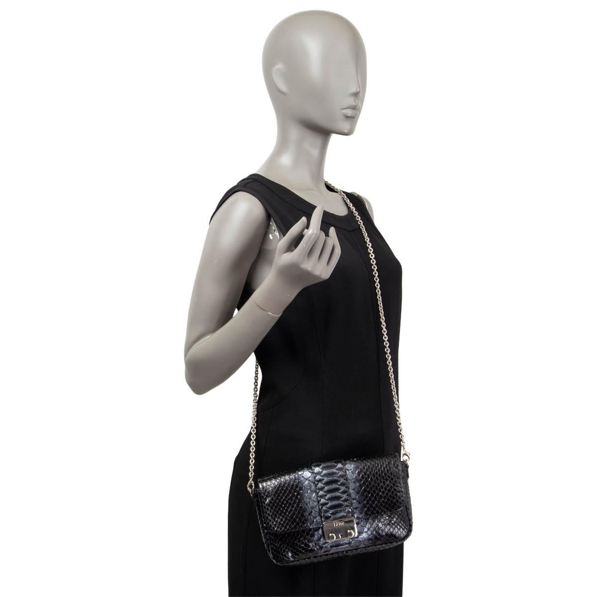 CHRISTIAN DIOR black & silver PYTHON MISS DIOR Shoulder Bag 4