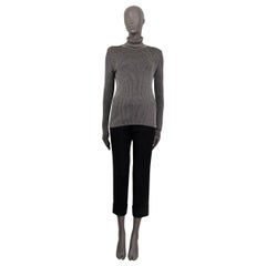 CHRISTIAN DIOR black & silver viscose LUREX Turtleneck Sweater L
