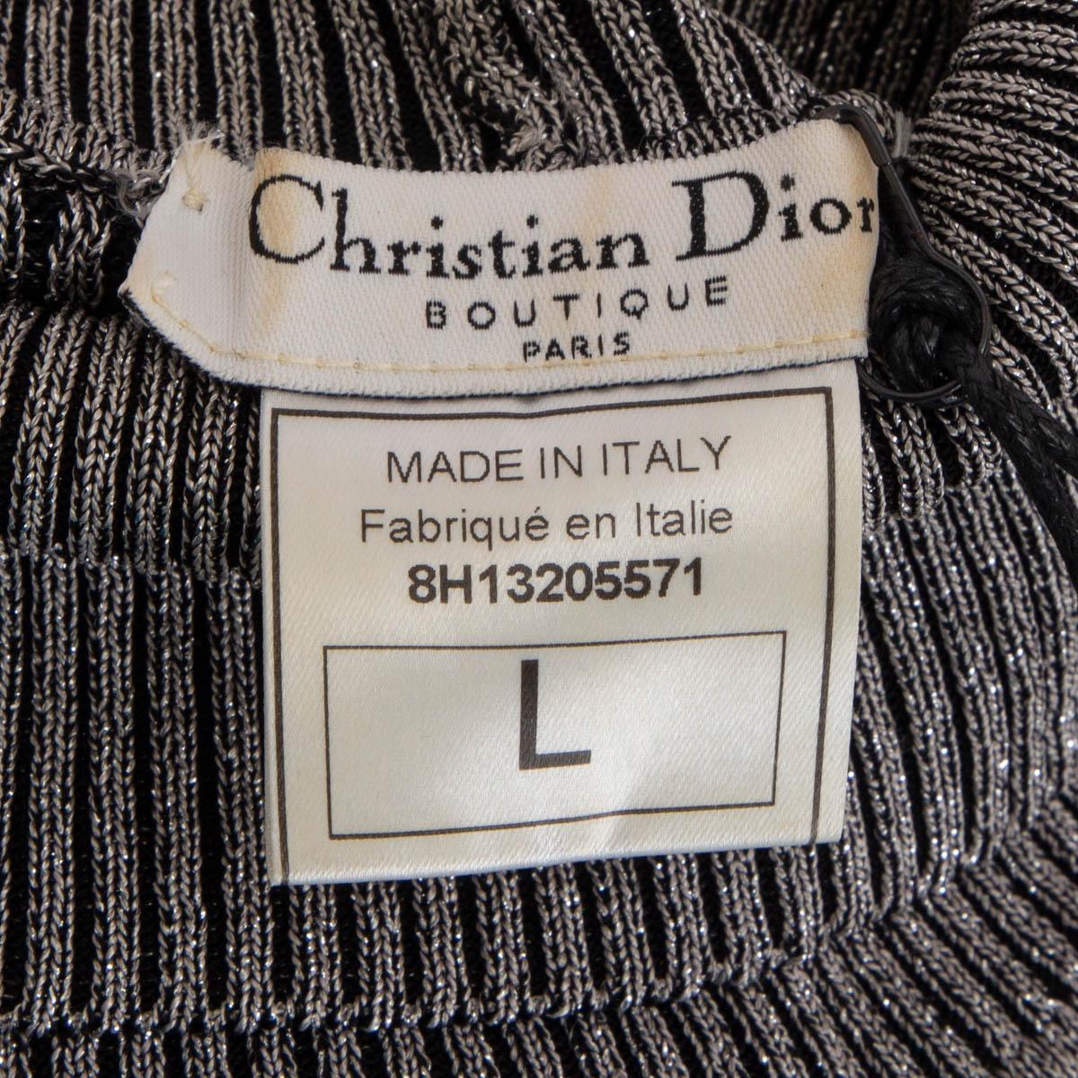 Women's CHRISTIAN DIOR black & silver viscose LUREX Turtleneck Sweater L For Sale