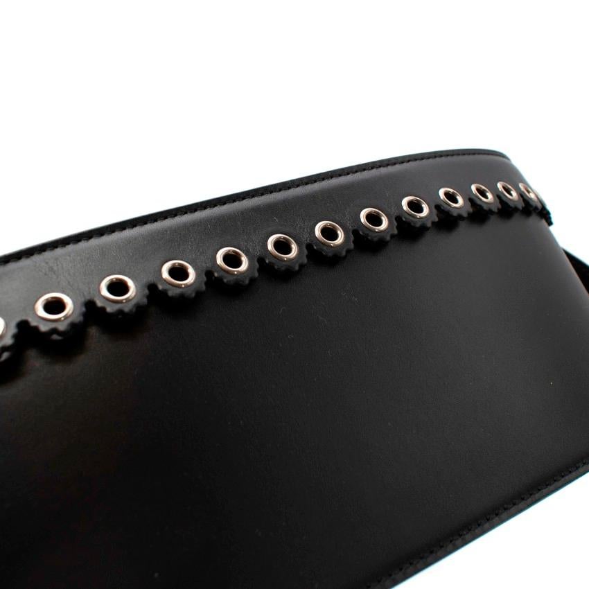 Women's Christian Dior Black Smooth Leather Deep Saddle Belt 80 For Sale