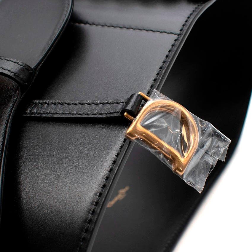 Christian Dior Black Smooth Leather Deep Saddle Belt 80 For Sale 2