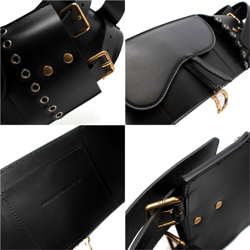 Christian Dior Black Smooth Leather Deep Saddle Belt 80 For Sale 3