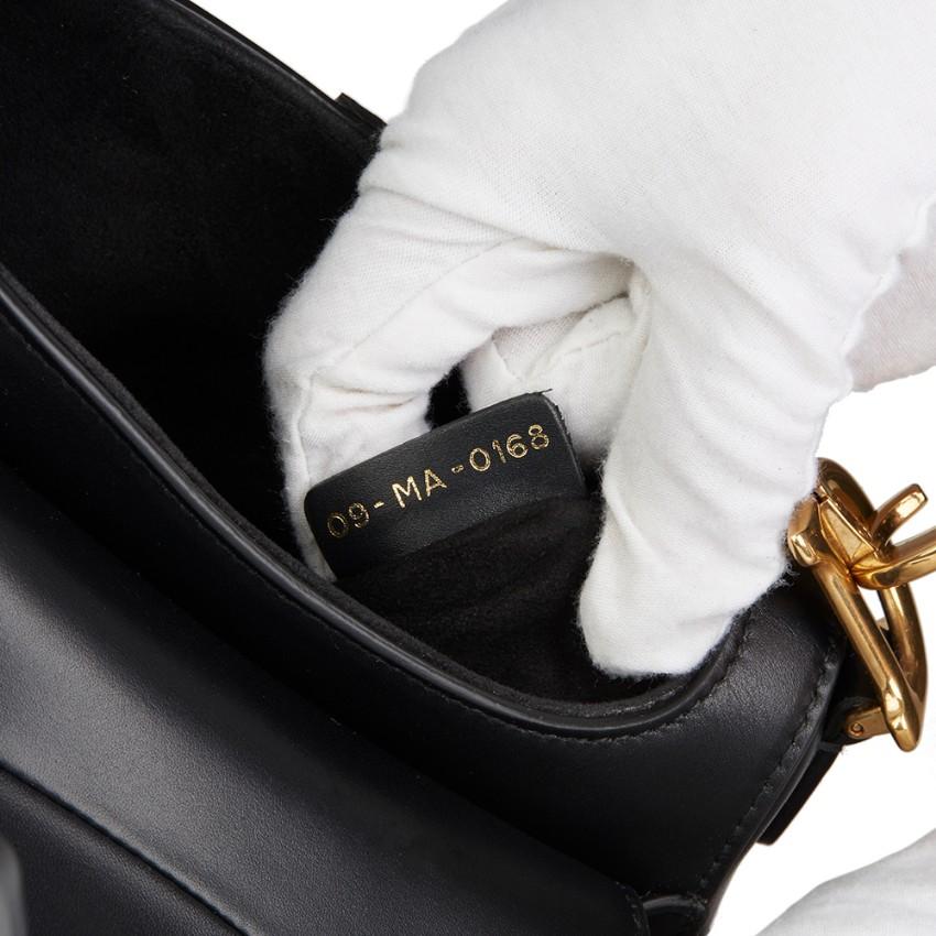 Women's Christian Dior Black Smooth Leather Mini Saddle Bag For Sale
