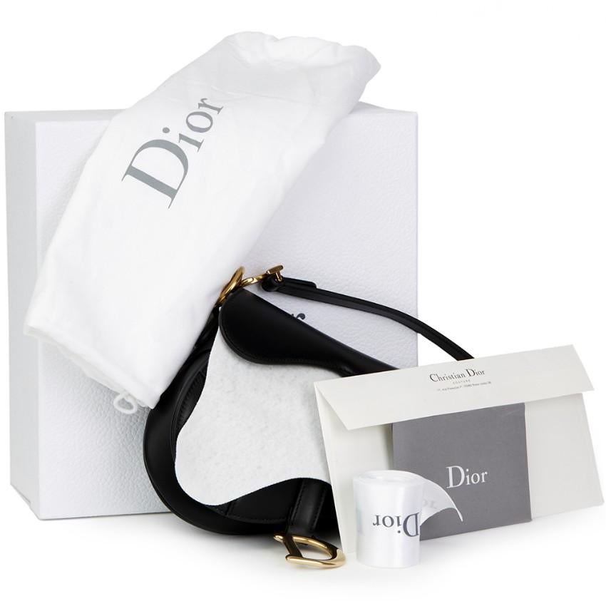 Christian Dior Black Smooth Leather Mini Saddle Bag For Sale 2