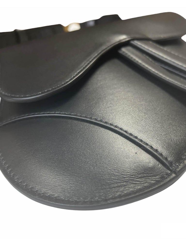 Christian Dior Black Smooth Leather Saddle Pouch Belt Bag at 1stDibs