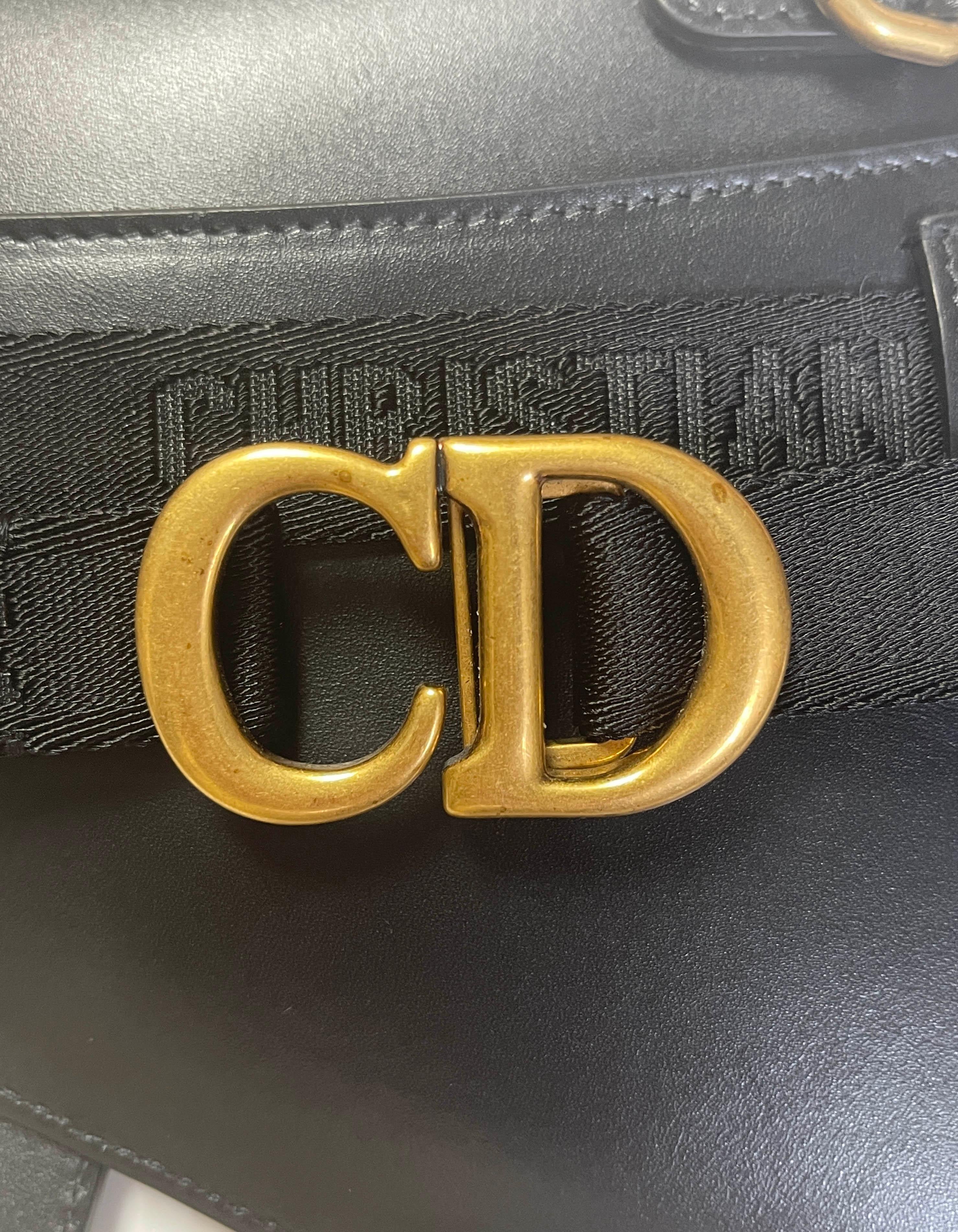 Christian Dior Black Smooth Leather Saddle Pouch Belt Bag 1