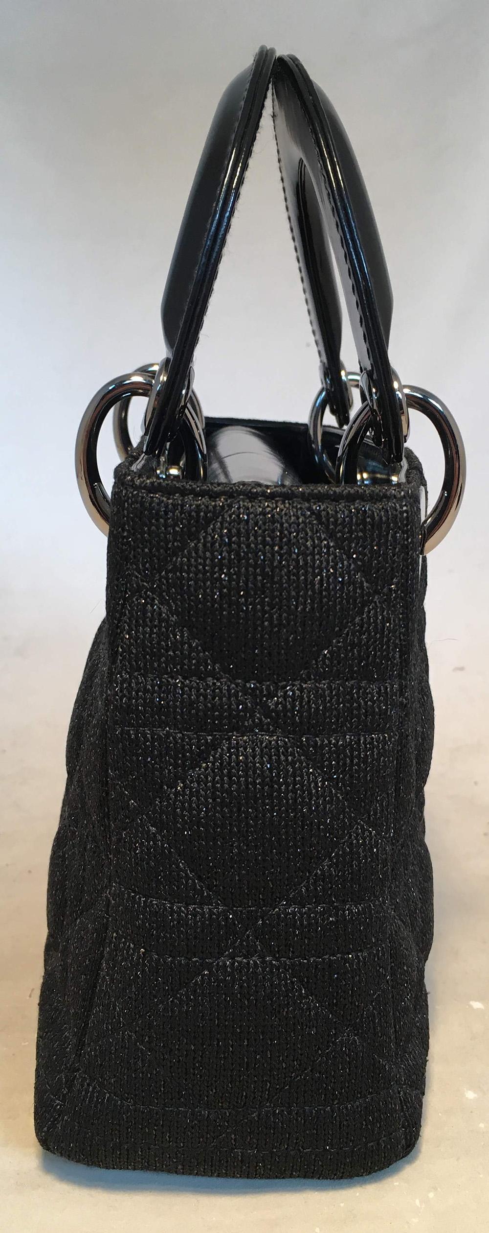 Christian Dior Black Sparkle Knit Mini Lady Dior Bag For Sale at ...