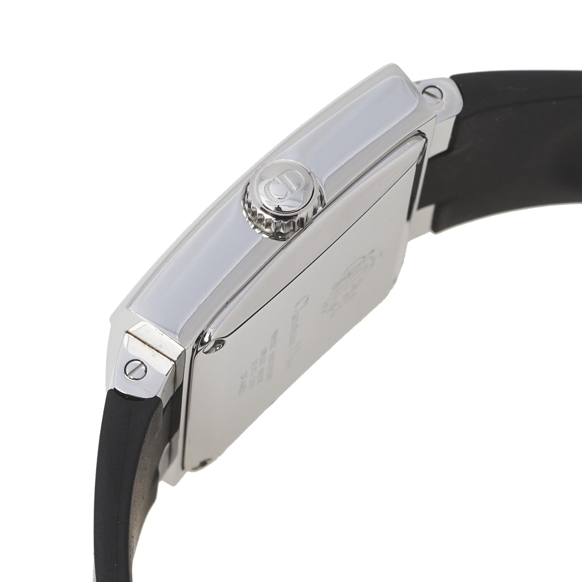 Christian Dior Montre-bracelet pour femme Riva D101-100 en acier inoxydable noir et caoutchouc 31 Bon état à Dubai, Al Qouz 2